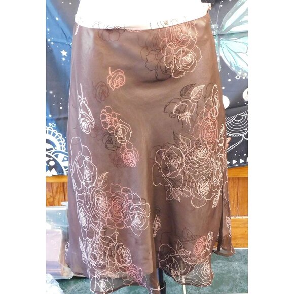 Apt. 9 Brown Retro Cottagecore Floral Skirt - Picture 1 of 2